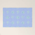 Coastal Coral Block Print in Blue and Aqua Welcome Mat Gallery Image 1