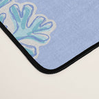 Coastal Coral Block Print in Blue and Aqua Desk Mat Gallery Image 4