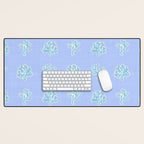 Coastal Coral Block Print in Blue and Aqua Desk Mat Gallery Image 1