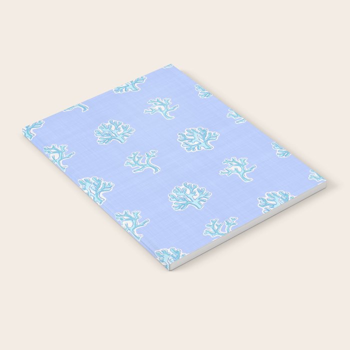 Coastal Coral Block Print in Blue and Aqua Notebook Gallery Image 2