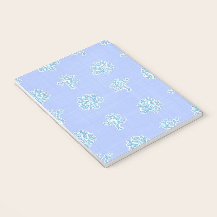 Coastal Coral Block Print in Blue and Aqua Notebook Gallery Image 3