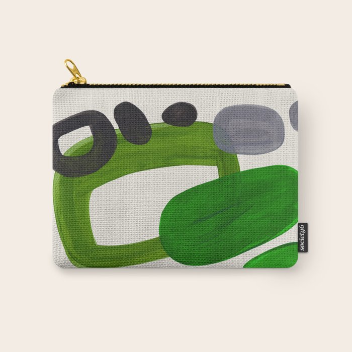 Minimalist Modern Mid Century Colorful Abstract Shapes Olive Green Retro Funky Shapes 60's Vintage Carry All Pouch Gallery Image 1