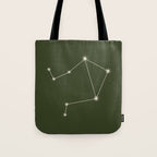 Libra Zodiac Star Constellation Line Art Moss Green Tote Bag Gallery Image 1