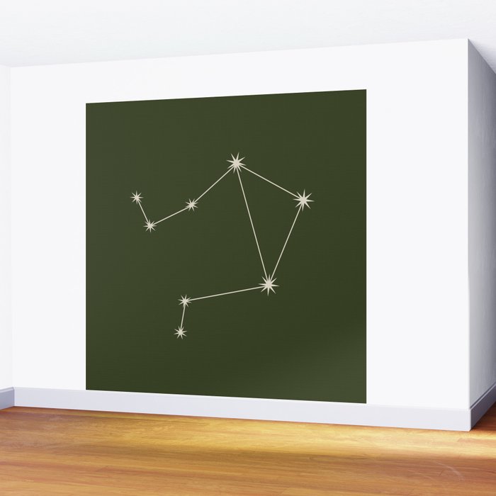 Libra Zodiac Star Constellation Line Art Moss Green Wall Mural Gallery Image 2