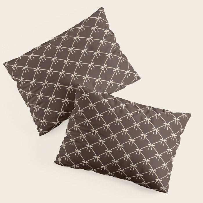 Bows and Ribbons Pattern LXIII Mocha Brown Pillow Sham Gallery Image 1