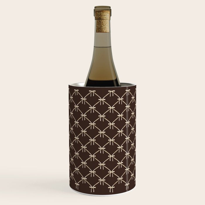 Bows and Ribbons Pattern LXIII Mocha Brown Wine Chiller Gallery Image 1