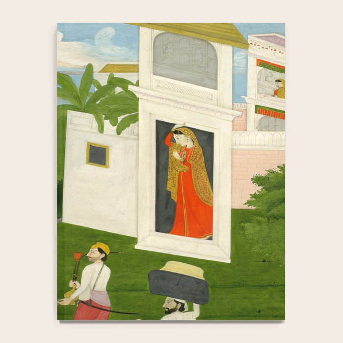  Painting. Love. A prince on a horse with attendants, taking leave of a lady. Indian Art Painted on paper.  Notebook Gallery Image 4