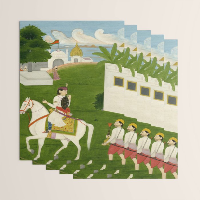  Painting. Love. A prince on a horse with attendants, taking leave of a lady. Indian Art Painted on paper.  Wrapping Paper Gallery Image 3