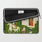  Painting. Love. A prince on a horse with attendants, taking leave of a lady. Indian Art Painted on paper.  Laptop Sleeve Gallery Image 2