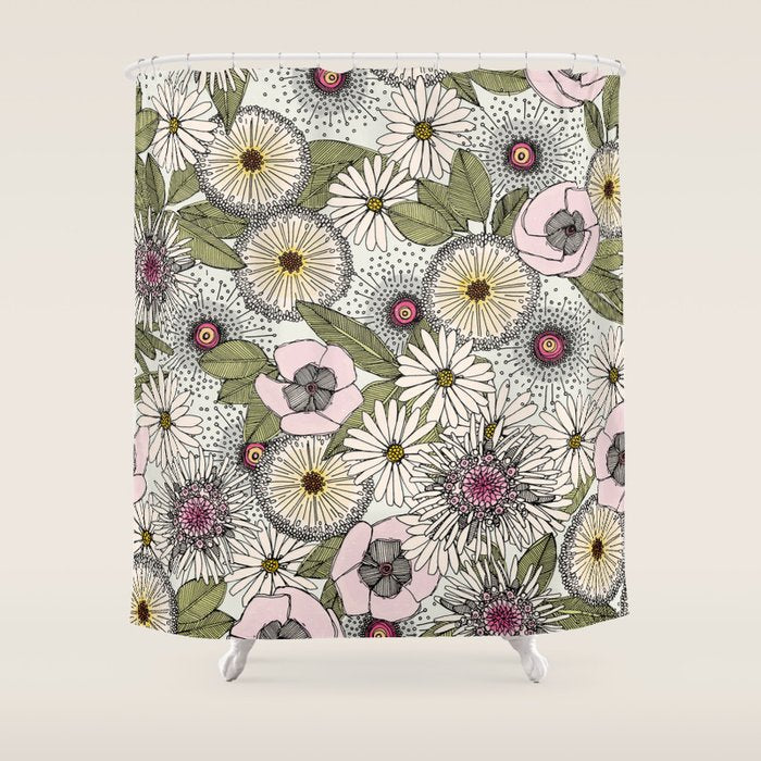 Australian garden chalk Shower Curtain Gallery Image 1