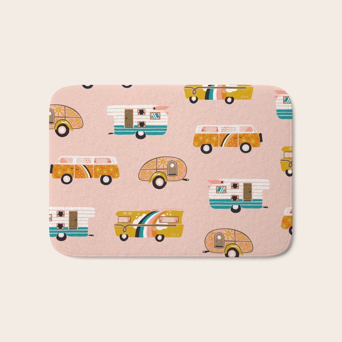 Retro Road Trip - Pink Palette Bath Mat Gallery Image 1