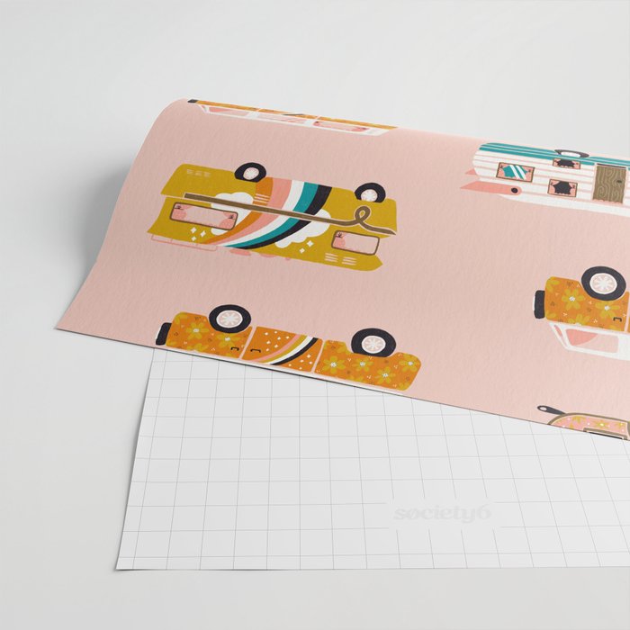 Retro Road Trip - Pink Palette Wrapping Paper Gallery Image 2