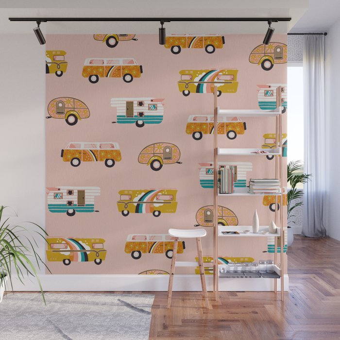 Retro Road Trip - Pink Palette Wall Mural Gallery Image 1