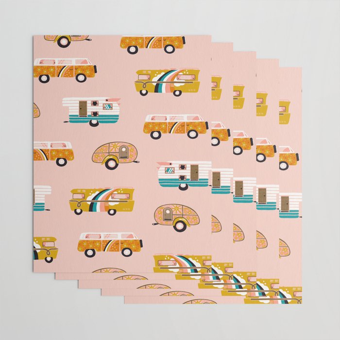 Retro Road Trip - Pink Palette Wrapping Paper Gallery Image 3