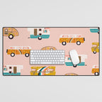 Retro Road Trip - Pink Palette Desk Mat Gallery Image 1