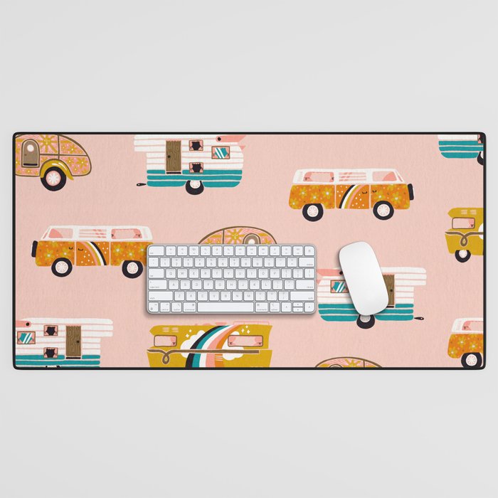 Retro Road Trip - Pink Palette Desk Mat Gallery Image 1
