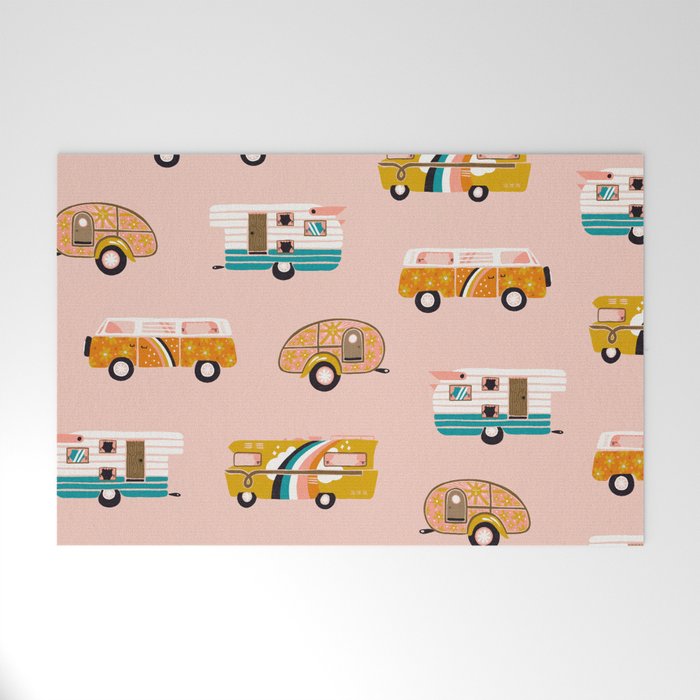 Retro Road Trip - Pink Palette Welcome Mat Gallery Image 1