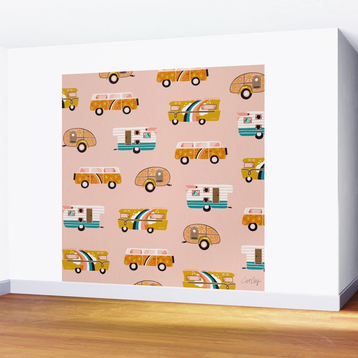 Retro Road Trip - Pink Palette Wall Mural Gallery Image 2