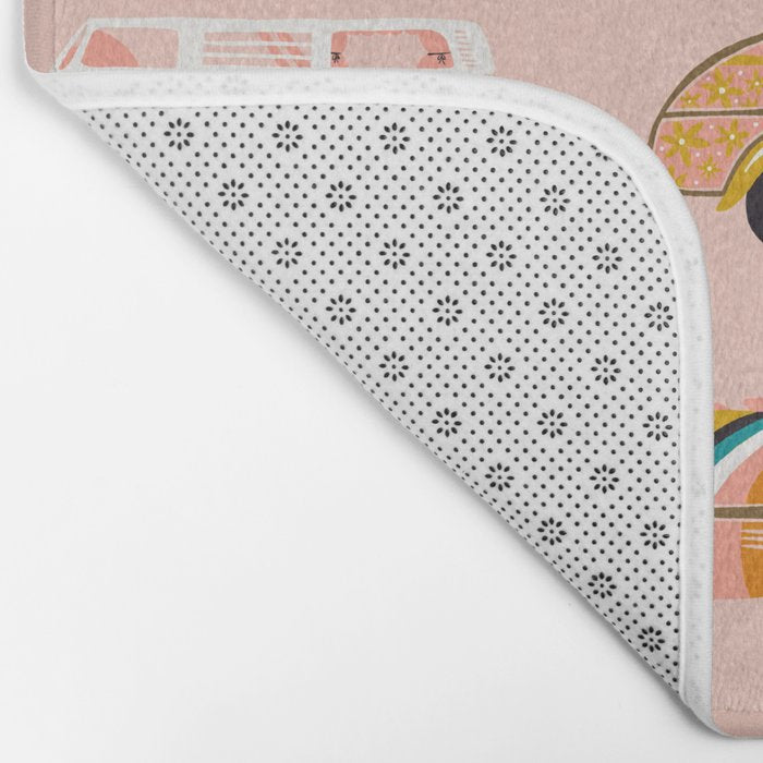 Retro Road Trip - Pink Palette Bath Mat Gallery Image 2