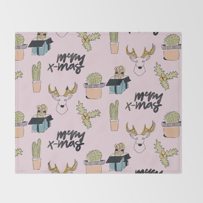Christmas Cactus Throw Blanket Gallery Image 2