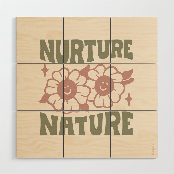 NURTURE NATURE (IN GREEN AND MAUVE) Wood Wall Art Gallery Image 1