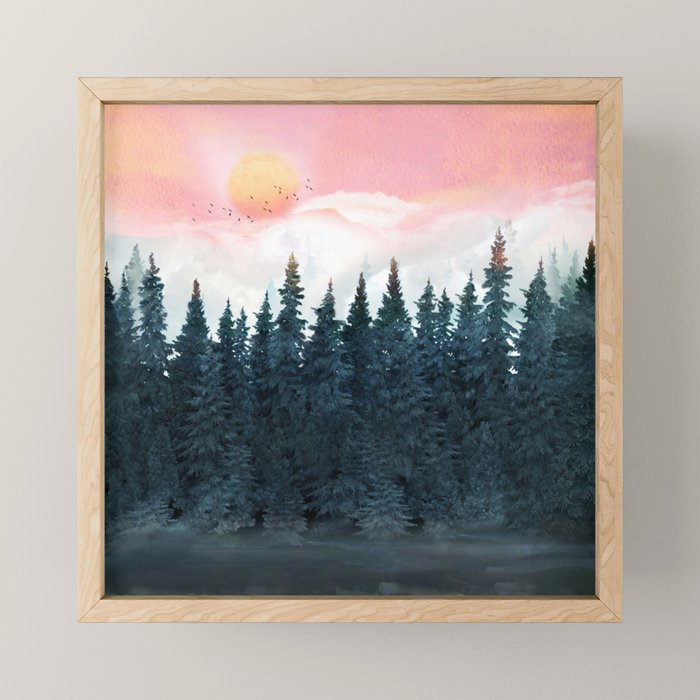 Forest Under the Sunset Mini Art Print Gallery Image 1