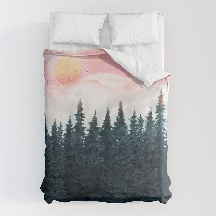 Forest Under the Sunset Duvet Cover Gallery Image 1