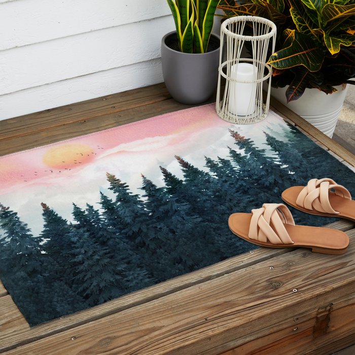 Forest Under the Sunset Outdoor Rug Gallery Image 2