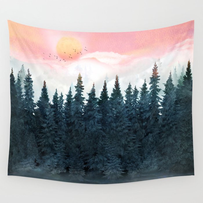 Forest Under the Sunset Wall Tapestry Gallery Image 4