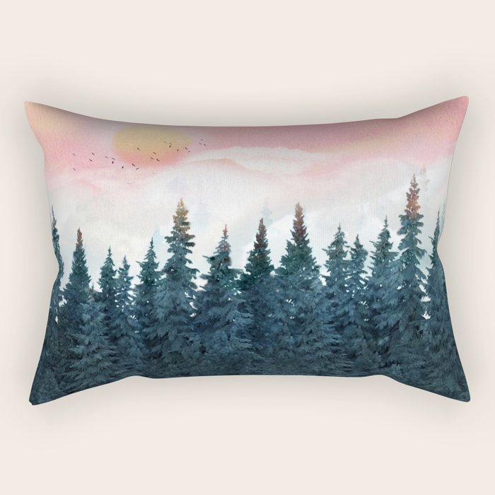 Forest Under the Sunset Rectangular Pillow Gallery Image 2