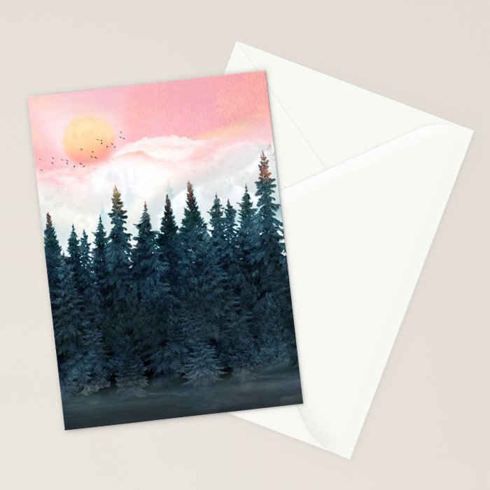 Forest Under the Sunset Stationery Card Gallery Image 2