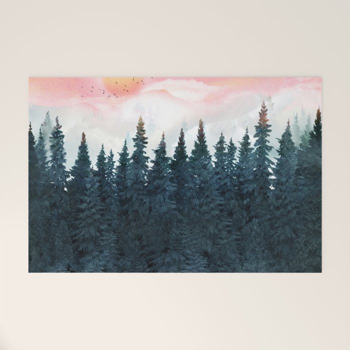 Forest Under the Sunset Welcome Mat Gallery Image 1