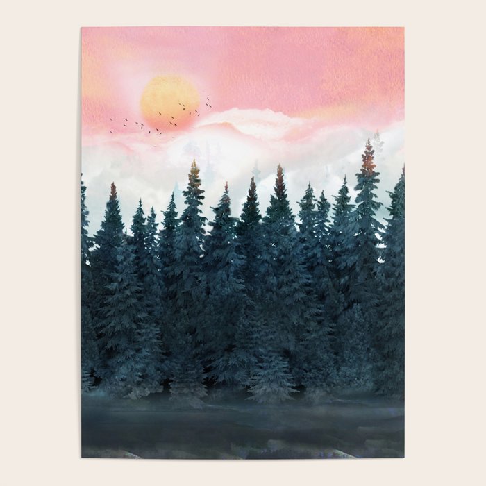 Forest Under the Sunset Poster Gallery Image 1