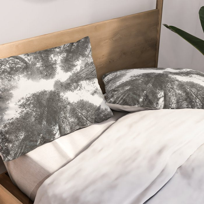 Into the Mist - Black and White Nature Photography Pillow Sham Gallery Image 2