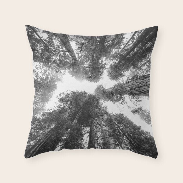 Into the Mist - Black and White Nature Photography Throw Pillow Gallery Image 6