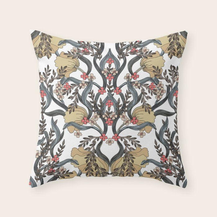 William Morris Pimpernel Art Nouveau Floral Throw Pillow Gallery Image 1
