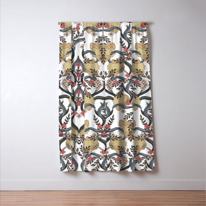 William Morris Pimpernel Art Nouveau Floral Window Curtain Gallery Image 3