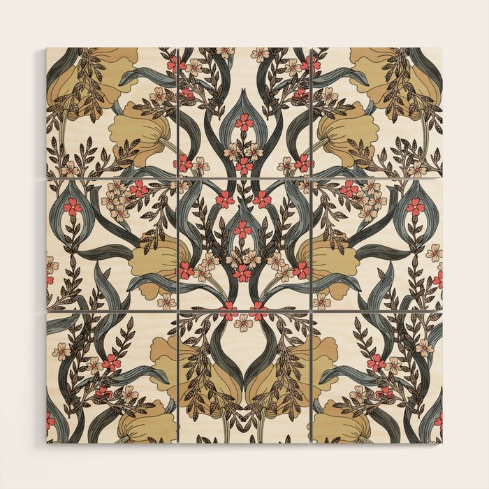 William Morris Pimpernel Art Nouveau Floral Wood Wall Art Gallery Image 1