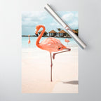Pink Flamingo Beach Summer Photo | Aruba Tropical Island Art Print | Caribbean Travel Photography Wrapping Paper Gallery Image 1