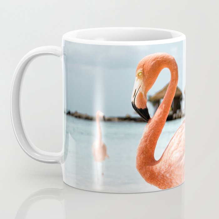 Pink Flamingo Beach Summer Photo | Aruba Tropical Island Art Print | Caribbean Travel Photography Coffee Mug Gallery Image 3