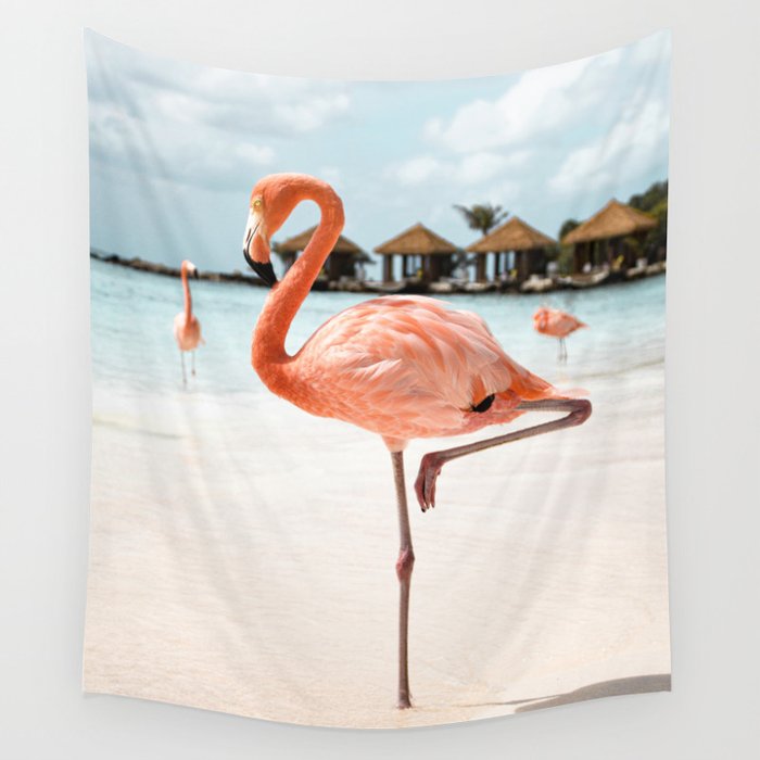 Pink Flamingo Beach Summer Photo | Aruba Tropical Island Art Print | Caribbean Travel Photography Wall Tapestry Gallery Image 4
