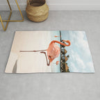 Pink Flamingo Beach Summer Photo | Aruba Tropical Island Art Print | Caribbean Travel Photography Rug Gallery Image 1
