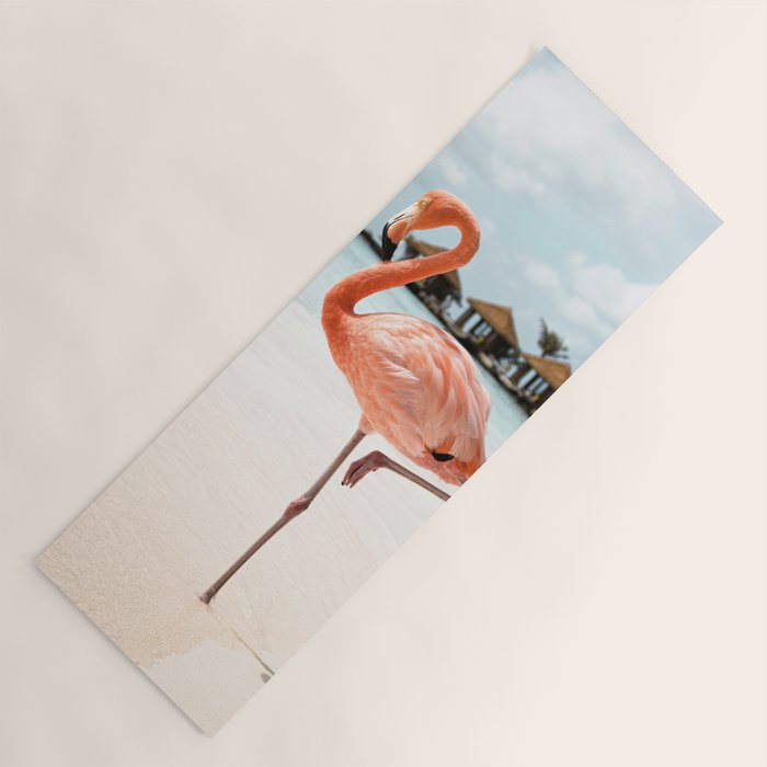 Pink Flamingo Beach Summer Photo | Aruba Tropical Island Art Print | Caribbean Travel Photography Yoga Mat Gallery Image 1