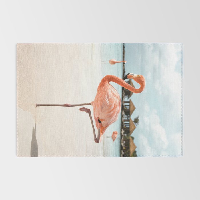 Pink Flamingo Beach Summer Photo | Aruba Tropical Island Art Print | Caribbean Travel Photography Rug Gallery Image 2