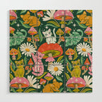 Kittens & Shrooms - Rainbow on Kelly Green Wood Wall Art Gallery Image 1