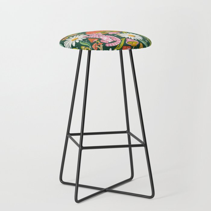 Kittens & Shrooms - Rainbow on Kelly Green Stool Gallery Image 1