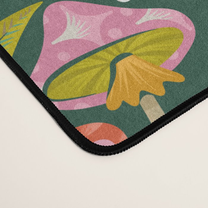 Kittens & Shrooms - Rainbow on Kelly Green Desk Mat Gallery Image 4