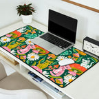 Kittens & Shrooms - Rainbow on Kelly Green Desk Mat Gallery Image 2