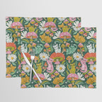 Kittens & Shrooms - Rainbow on Kelly Green Placemat Gallery Image 1