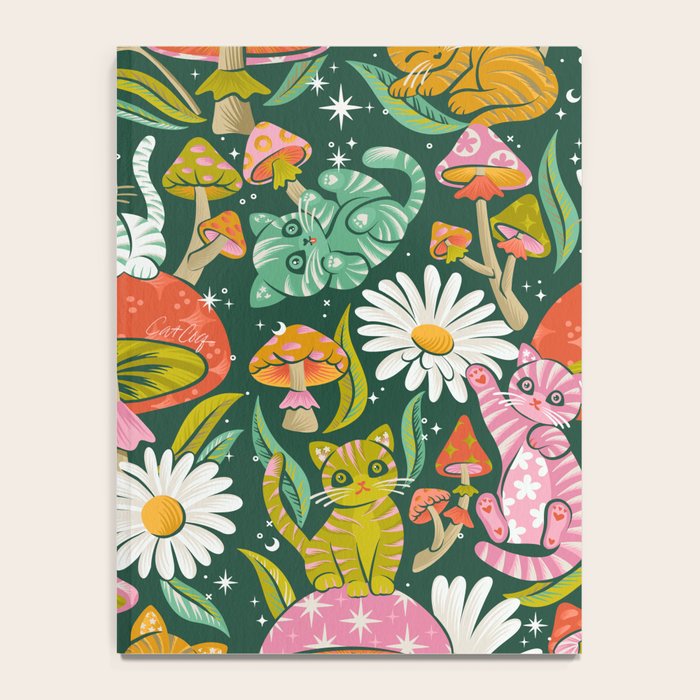 Kittens & Shrooms - Rainbow on Kelly Green Notebook Gallery Image 4